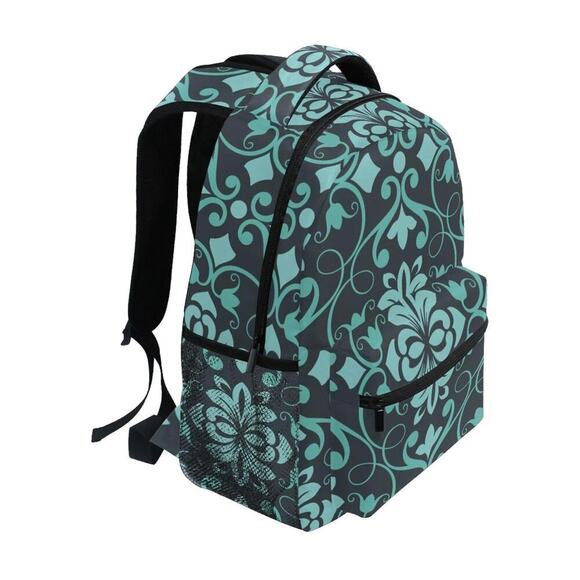Bolaz Large Backpack Lightweight Shoulder Bag Unisex Teal Turquoise Floral‎ - Picture 7 of 9
